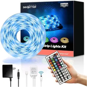 DAYBETTER Led Strip Lights Waterproof, 32.8ft(2 Rolls of 16.4ft) Led Tape Lights Color Changing 300 LEDs Light Strips Kit with 44 Keys Ir Remote Controller and 12v Power Supply for Indoor Outdoor Use