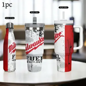 1pc 17.5/30/40oz Milwaukee Stainless Steel Insulated Tumbler , Heavy-Duty Themed Portable Water Bottles ,Storage for hot and cold beverages - Large capacity travel cup, Leakproof for Work & Outdoor Camping,Easter and Father's Day gifts