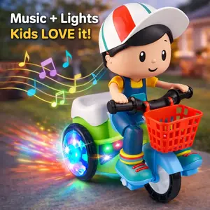 Colorfu Light Musicl Moving Tricycle Funny Toy for Toddlers Kids| Electric Spinning & Wiggling Baby Kids Toy with Obstacle Avoidance Sensory squishy fidgettoys