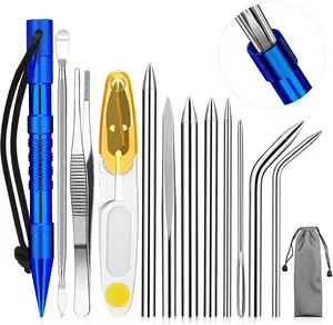 12PCS Paracord Tool Kit - Stainless Steel Knot Tying Device, Sewing Needles, Smoothing Tool for Leather Or Paracord Projects summervibes