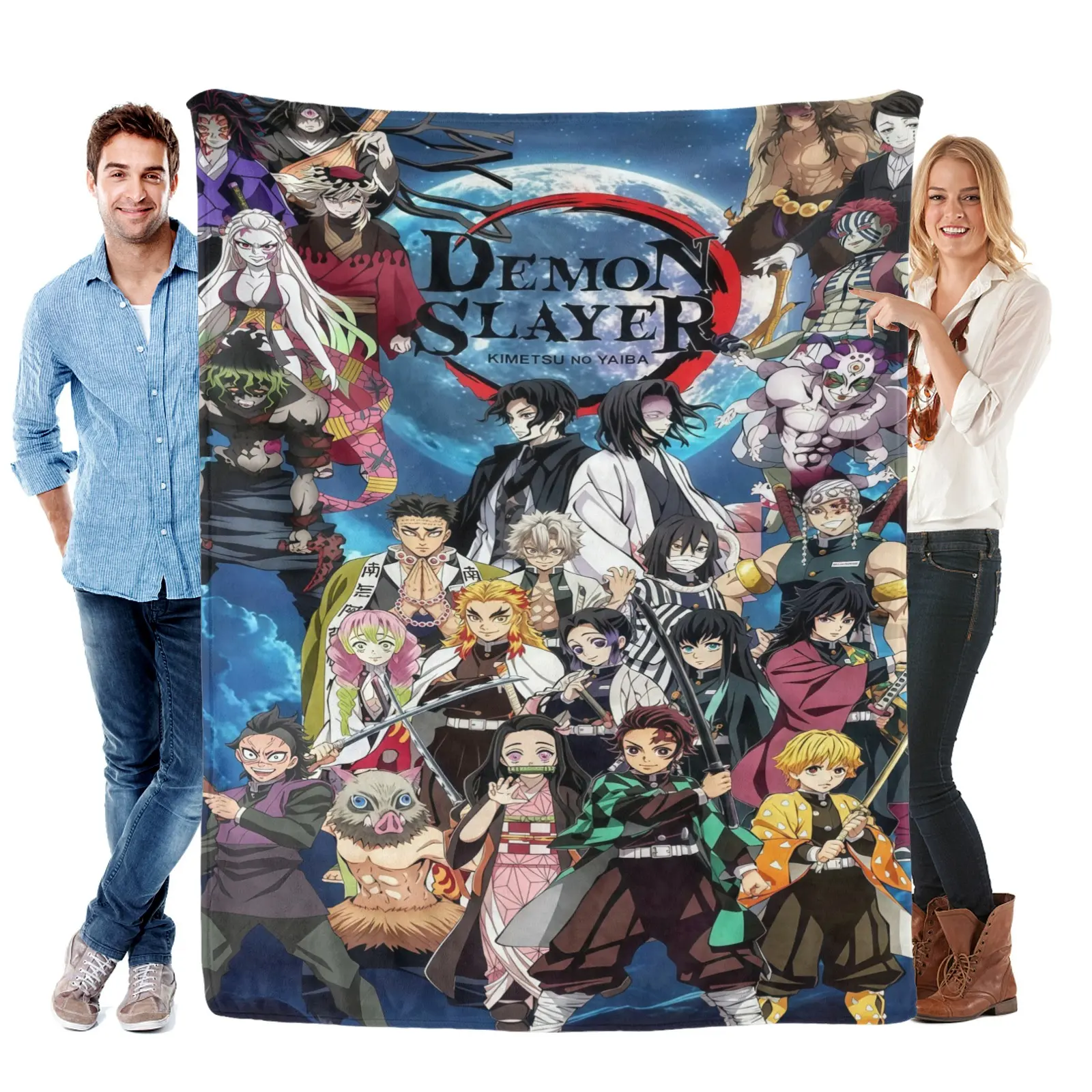 Demon Slayer Hashira Fleece Throw Blanket Zenitsu Nezuko Pattern Cozy Lightweight Soft for Home Travel Thanksgiving Birthday Christmas Gift
