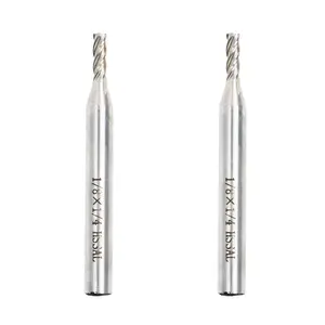 1/8" X 1/4" HSS 4 Flutes Straight End Mill Cutter Pack of 2 CNC Milling Drill Bits Router Bits for Wood Aluminum Steel