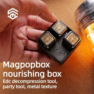 Magnetic Blind Box Stress Relief Toy, Creative Office Desk Metal Fidget Spinner Edc, 3 Grid Mystery Box with 6 Dice, Adult Sensory Toy, Edc Fidget Slider, Stress Relief Gadgets