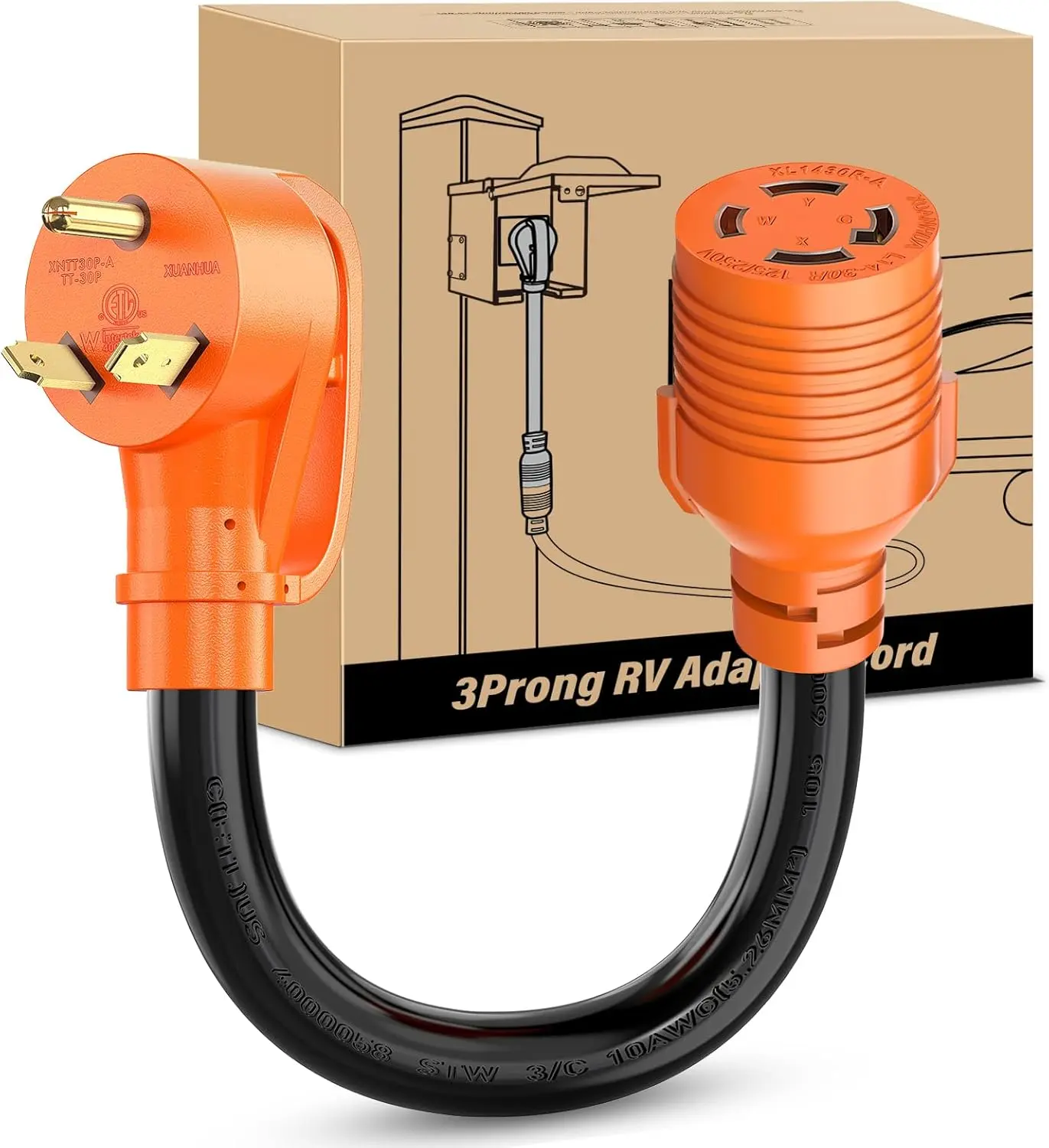 Nilight Outdoor RV Generator Power Supply Adapter Cable - NEMA TT-30P to NEMA L14-30R 30A 3-to-4 Prong Twist Lock Female Plug, Heavy Duty Pure Copper STW 10 AWG ETL Listed, 3750W High Conductivity