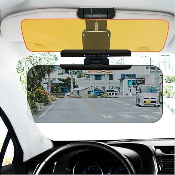 Car Sun Visor (Pack of 2), Tac Extension, 2 in 1 for Day and Night Anti-Glare, Anti Dazzle and Anti UV HD Automobile Windshield Visor by Mobi Lock