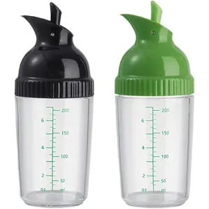 Salad Dressing Shaker Container, Homemade Salad Dressing Bottle Mixer with Measure, Dripless Pour, Soft Grip, BPA Free, 2 Pcs