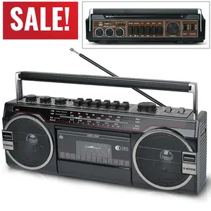 Classic Bluetooth Boombox Radio Cassette Player Recorder AM FM SW Radio Dual 3" Speakers Stereo With Built-in Microphone