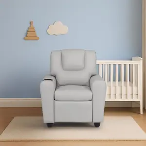 Kids Recliner comfort Grey with Cup Holder Comfort Recliner Chair