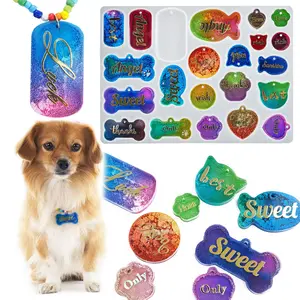 Cute Pet Resin Molds, Silicone Keychain Mold, Dog Bone Cat Tag Mold, Epoxy Resin Casting, Polymer Clay, Gypsum Handmade DIY Decorations