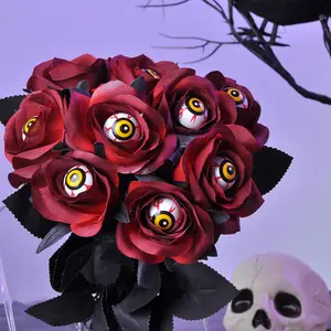 Halloween Eyeball Rose Decoration Branch, Spooky Party Decor, Festive Halloween Accessory, Perfect for Home & Event Use