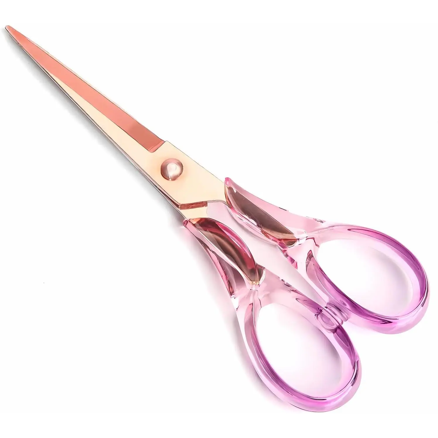 6.3" Transparent Purple Gold Stainless Steel Blade Scissors with Acrylic Handle - Multifunctional Stationery Cutting Supplies for Office, Classroom