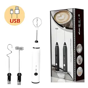 Electric Milk Frother Double Whisk Handheld Coffee Foam Eggs Mixer USB Rechargeable US Stock Adjustable Speeds