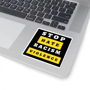 Stop Hate Racism Violence Sticker — Anti-Racism Protest Kiss-Cut Decal