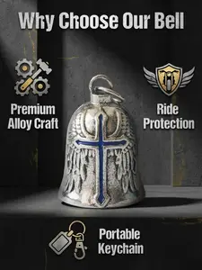 Motorcycle Bell Keychain for Men & Women, Cross Pendant Bike Bell, Good Luck Riding Bell, Durable Fashion Design, Perfect Gift