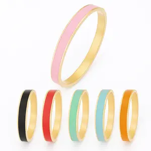 Yeelery Love Friendship Bracelet Bangle Colorful Orange Enamel Bangles Bracelets for Women Party Fashion Bangles Stainless Steel Jewelry