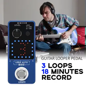Guitar Looper Effect Pedal with SYNC & Tuner Function for Electric Guitar Bass, Unlimited Overdubs 3 Loops 18 Minutes Record Time