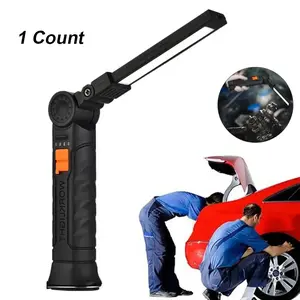 Rechargeable COB LED Folding Work Light Flashlight, 360° Rotating Magnetic Lantern Hanging Lamp for Car Repair, Non-Button Cell Batteries Included