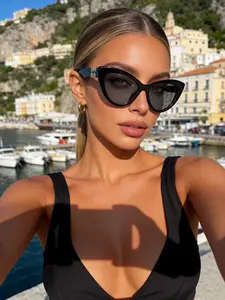Women's Cat Eye Sunglasses, PC Material, Anti-Wind & Sand, Sporty Style, UV Protection, All Seasons, Elegant and Trendy Design