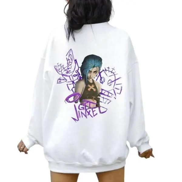 League Of Legends Arcane Jinx Graffiti Sweatshirt - Get Jinxed , Stylish Apparel For Gamers Sweater