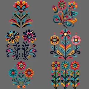 Flower Pattern Iron on Transfer Sticker Art, 8 Counts/set Washable DIY Heat Press Decals for T-shirts, Jeans & Backpacks, DIY Decorative Supplies, DIY Decorations