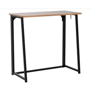 Foldable Computer Desk with Wooden Tabletop & Metal Frame, 31.5-Inch Compact Portable Writing Table for Home Office & Small Spaces, Easy to Assemble & Store, Sturdy & Durable Design for Long-Time Use