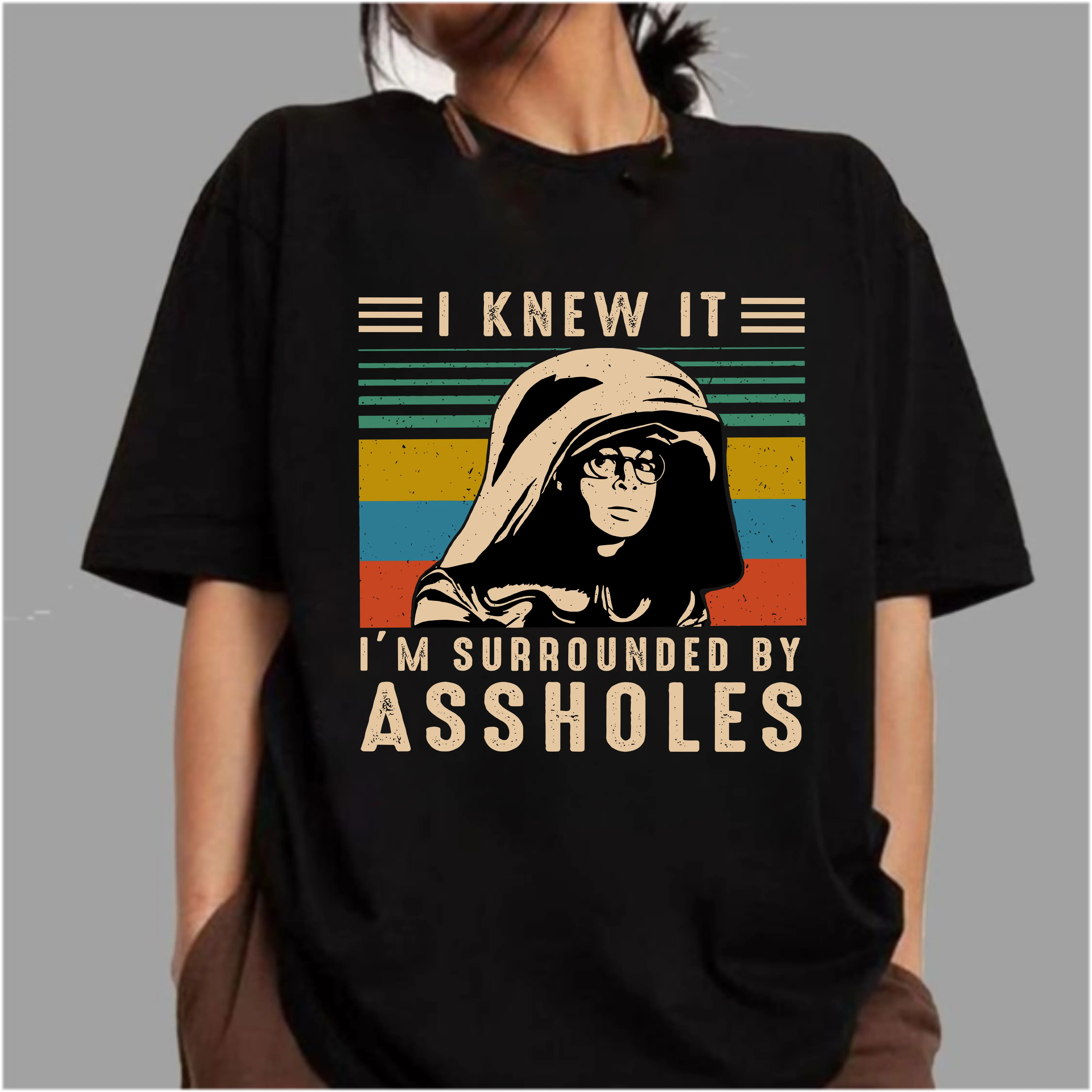 Unisex Classic T-Shirt with Spaceballs "I'm Surrounded" Graphic, Oversized Short Sleeve Top with Digital Print, Casual Everyday Clothes, Round Neck, Spaceballs Print, Xxl, Printed, Spaceballs Quote
