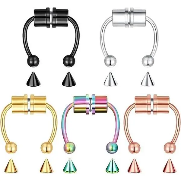 Non-Piercing Magnetic Fake Nose Ring Hoops - 18Gauge 12mm High-Polished Rust-Resist Steel Horseshoe Hoop, Comfy Fit Clip-On Body Jewelry, Women's Fashion Accessory, Ideal Gift