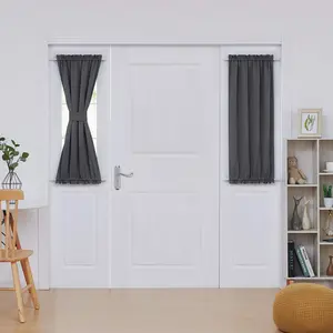 Deconovo Door Curtains（1 Panel）- Dual Rod Pocket & Thermal Insulated Blackout Curtains for front door, patio door, back door and kitchen door, french door window Curtains & Drapes