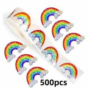 Rainbow Laser Stickers Roll, Waterproof Adhesive Decals for Luggage Guitar Water Bottle Phone Case Laptop Gifts, Cute Decorative Stickers
