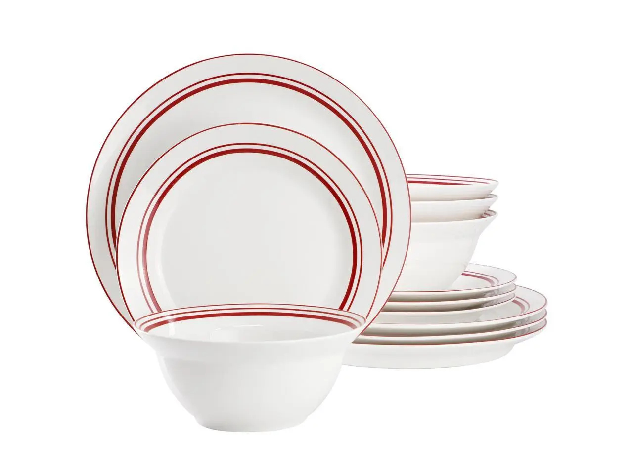 Gibson Ultra White Shadow 12 Piece Opal Glass Dinnerware Set in White Gibson Ultra White Shadow 12 Piece Opal Glass Dinnerware Set in White