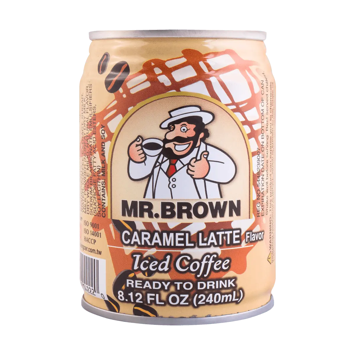 MR.BROWN Caramel Latte 3-in-1 Instant Coffee Drink, 240ml Taiwanese Ready-to-Drink Beverage