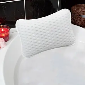 Bath Pillows for Tub,Home Spa Pillows for Bathtub, Hot Tub,Head and Neck Support with 2 Strong Suction Cups,White Rasenoo