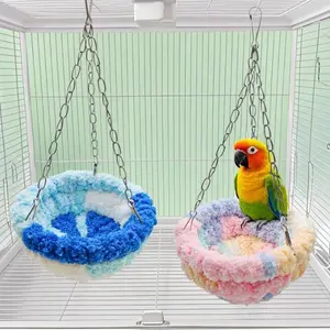 Warm Parrot Nest Cradle Swing Hanging Bed, Plush Small Bird Nest, Cozy Inner Hammock for Birds, Fall Season Pet Supplies, Bedding