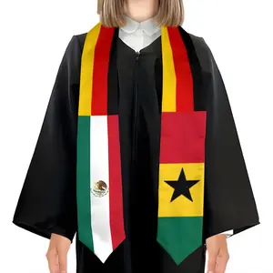 Graduation Stole Class of 2026 Printed Sash, Custom Multi Flag Stole with Name Text, Personalized Graduation Gift