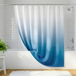 Shower Curtain 70x72 Inches Ocean Blue Color Water Resistant Mildew Resistant Material Durable Easy to Clean Stylish & Functional for Home Apartment Dorm Hotel Guest Bathroom