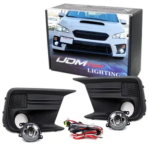 iJDMTOY Left/Right Driver/Passenger Clear Lens Complete Set Fog Light Kit with Foglamp Bezel Covers, Wiring Harness On-Off Switch for 2018-up Subaru WRX or STI