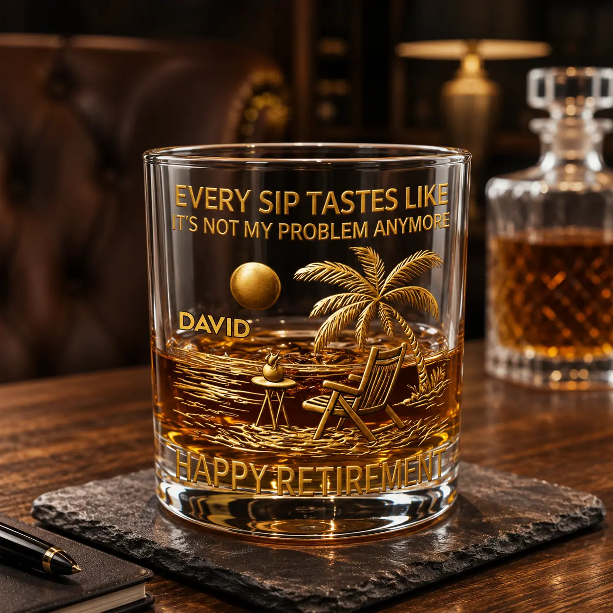 Every Sip Tastes Like It's Not My Problem, Personalized Retirement Whiskey Glass, Custom Retirement Whiskey Glass, Funny Retirement Gift for Women, Retirement Gift for Her, Happy Retirement  Whiskey Glass