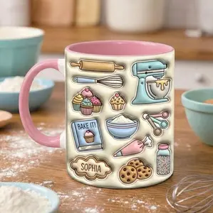 Personalized Baking Mug with Name, Custom Baker Coffee Mug, Cute Baking Lover Gift, Kitchen Baking Mug