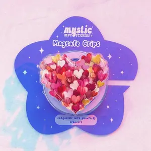 Aesthetic Multicolor Hearts Magsafe Phone Grip – Cute 2D Heart Design – Secure Magnetic Stand