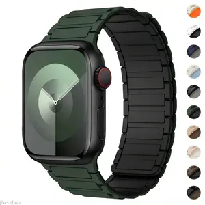 Magnetic Loop Silicone iWatch Band Adjustable Stretch Wristband Compatible With 38 41 45 49mm Ultra 2 SE Series 3 To 9 Soft Lightweight Breathable Strap for Fitness Daily Wear