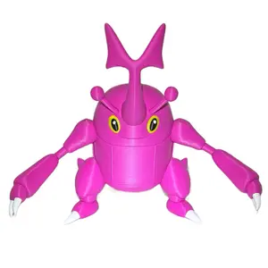 Shiny Fighting Bug Statue 15cm Tall - Vibrant Metallic Pink with Smooth Detail, Sharp Features, Ideal for Collectors and Display