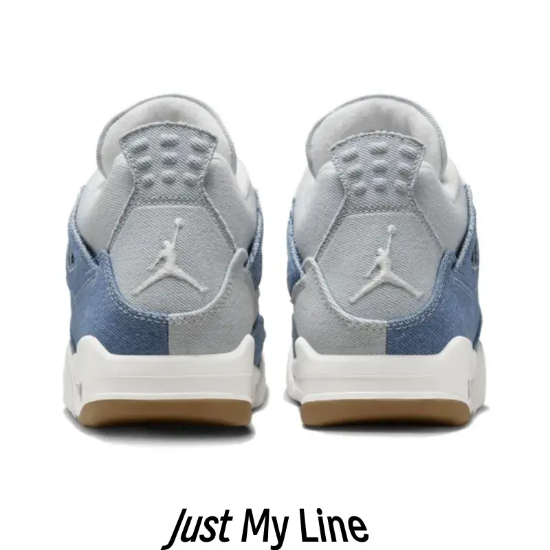 Premium Denim & Grey Mid-Top Athletic Shoes, Denim & Leather Construction, Gum Rubber Outsole, White Midsole & Gold Accents, Padded Ankle Collar, Shock-Absorbing Non-Slip Sole, Versatile Footwear for Street Style & Casual Wear