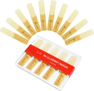 10 Pack Bb Clarinet Reeds with Plastic Box, Strength 2.5 Reeds for Clarinet, Thinner Reed Tip & Unfiled Cut for Easy of Play, Traditional Reeds for Clarinet Beginner and Player