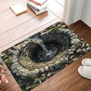 1 Piece of 3D Optical Illusion Rock Stream Print Decorative Welcome Doormat Soft Kitchen Floor Mat Living Room Decorative Rug Suitable for Indoor and Outdoor Home Decor Decorative Area Rug
