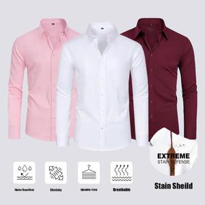 Flash Sale | 3-Pack Penrtair Men's Stain Sheild Business Casual Dress Shirts - Slim Fit Long Sleeve Button Down Shirt  Menswear Gifts Wedding Date Outfit Breathable Basic Men Tops Slimfit Plain summer clothes
