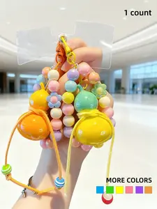 Handmade Resin Keychain, Macaron Color Beaded Gourd Shape, Phone Strap, Women's Multifunctional Car Accessory, Unique Fringe Design,Valentine's Day,lovers
