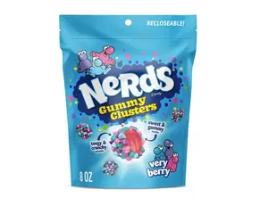 NERDS Gummy Clusters, Candy, Very Berry, Crunchy and Gummy, 8 oz