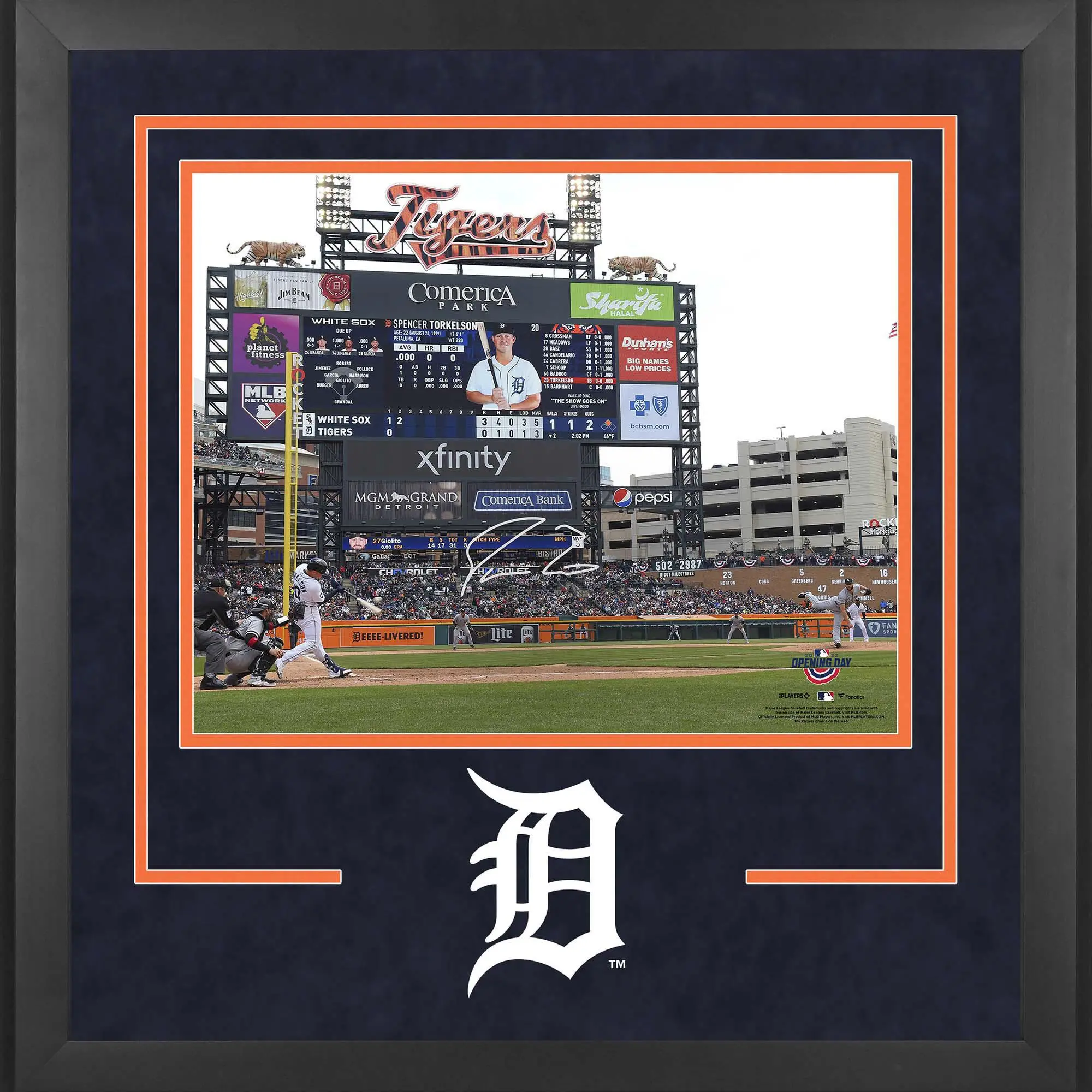 Spencer Torkelson Detroit Tigers Deluxe Framed Autographed 16" x 20" First At Bat Photograph - Fanatics Authentic Certified
