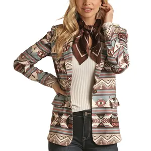 Rock & Roll Ladies Aztec Printed Pink Blazer
