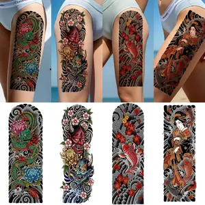 Japanese Ukiyo-E Dragon Koi Geisha Temporary Tattoo Stickers, Long-Lasting Waterproof Realistic Fake Tattoos for Arms Legs Back
